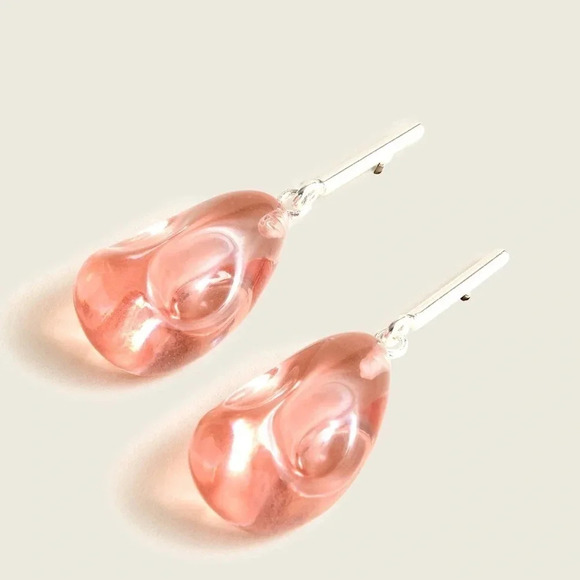 NWT J.Crew Stick-and-Stone Drop Earrings with a pink stone - Picture 1 of 6